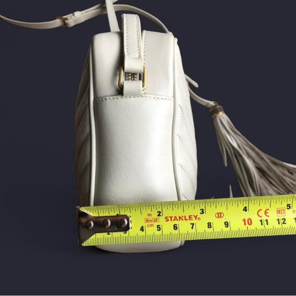 Saint Laurent Cream Quilted Leather Crossbody Camera Bag with Gold YSL - Picture 12 of 16